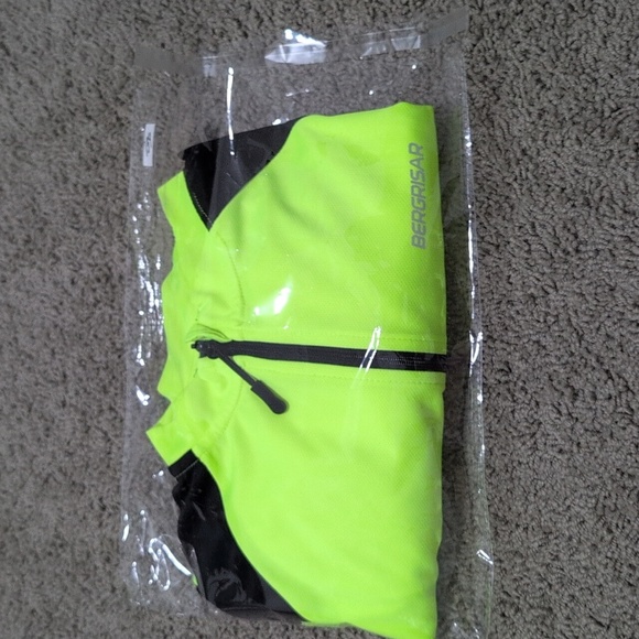 Bergrisar Neon Yellow Men's Cycling Jacket Four Back Pocket Zip Up Medium - Picture 15 of 15